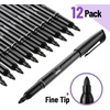 image:imageMr Pen Permanent Markers 12 Pack Black Fine Tip Black Markers  Fine Tip Markers