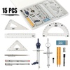 image:imageMr Pen Professional Geometry Set 15 pcs Drafting Tools with Protractor  Compass Metal Ruler Triangles Pens amp Pencils Complete Geometry amp Drafting Kit for Architects Engineers amp StudentsSilver