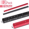image:imageMr Pen Small Architectural Scale Ruler Aluminium 6 Inch 2 Pack  Black and Blue Pocket Size Ruler Triangle Ruler Metal Ruler Set Architect Scale Ruler for BlueprintsA Black  Red