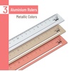 image:imageMr Pen Steel Rulers 3 pcs 15cm Silver Gold Rose Gold  Centimeter Ruler Metric Metal Ruler Set mm Ruler Metal Rulers Small Metal Ruler Metal Straight Edge Steel Ruler