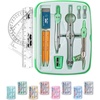 image:imageMr Pen Geometry Set 13 pcs 3 Metal Compasses Protractor 6 Ruler  45 amp 3060 Set Squares Pencils Lead Refills Sharpener amp Eraser for Math Drafting amp Classroom UseMint Green