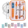 image:imageMr Pen Geometry Set 13 pcs 3 Metal Compasses Protractor 6 Ruler  45 amp 3060 Set Squares Pencils Lead Refills Sharpener amp Eraser for Math Drafting amp Classroom UseOrange