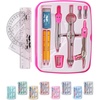 image:imageMr Pen Geometry Set 13 pcs 3 Metal Compasses Protractor 6 Ruler  45 amp 3060 Set Squares Pencils Lead Refills Sharpener amp Eraser for Math Drafting amp Classroom UsePink