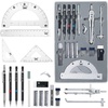 image:imageMr Pen Professional Geometry Set 17 pcs Metal Compass  Mechanical Pencils Rulers Protractor amp Set Squares Lead Refills Extra Screws amp Needles Drafting Kit for Math