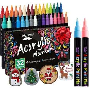 image:imageMr Pen Acrylic Paint Markers 32 pcs Colorful  Acrylic Paint Pens for Rocks Wood Canvas Stone Glass Ceramic Surfaces