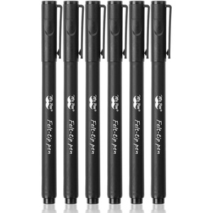 image:imageMr Pen Black Felt Tip Pens Fine Point 6 Pack Fast Drying No Smear  Bible Journaling Pens No BleedThrough for Planners Sketching WritingBlack