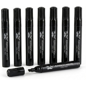image:imageMr Pen Black Permanent Markers 8 Pack Thick Markers  Chisel Tip Permanent Marker Chisel Tip Black Marker