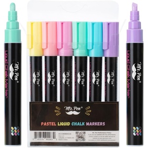 image:imageMr Pen Chalk Markers 6 Pack Assorted Colors 8 Labels  Chalkboard amp Glass Markers Liquid Chalk Pens ErasablePastel