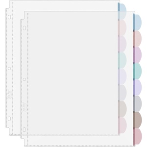 image:imageMr Pen Clear Sheet Protectors with Tabs 85x11 Inches 8 Tabs 4 Sets  Durable Clear Plastic Dividers for 3 Ring Binders Insertable Index Page Divider with Multicolor TabsMorandi
