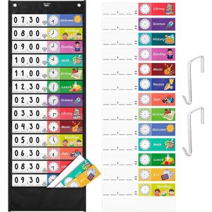 image:imageMr Pen Daily Schedule Pocket Charts 131 Pocket  26 Double Sided Reusable Cards13 Colored13 Blanked 128x35 Pocket Chart for Classroom Classroom Pocket Chart