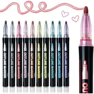 image:imageMr Pen Double Line Outline Markers 10 Pack Metallic Colors  Squiggles Shimmer Outline Pens Craft Markers for Drawing Doodling Card Making and DIY Projects10 Pack