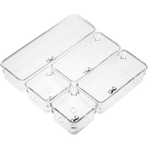 image:imageMr Pen Drawer Organizers Set 5 pcs Clear Plastic Drawers Organizer  Makeup Drawer Organizer containers for Organizing Desk Drawer Organizer Vanity Organizer Bathroom Drawer Organizers