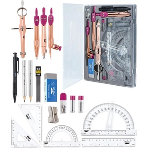 image:imageMr Pen Geometry Set 15 Piece Set with 6 Inch Swing Arm Protractor  IncludesMetal Divider Set Squares Ruler Compasses for Math for Drafting amp School SuppliesRose Gold  Pink