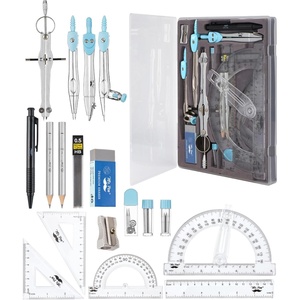 image:imageMr Pen Geometry Set 15 Piece Set with 6 Inch Swing Arm Protractor  IncludesMetal Divider Set Squares Ruler Compasses for Math for Drafting amp School SuppliesLight Blue