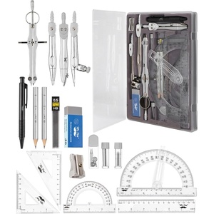 image:imageMr Pen Geometry Set 15 Piece Set with 6 Inch Swing Arm Protractor  IncludesMetal Divider Set Squares Ruler Compasses for Math for Drafting amp School SuppliesLight Grey