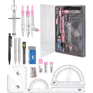 image:imageMr Pen Geometry Set 15 Piece Set with 6 Inch Swing Arm Protractor  IncludesMetal Divider Set Squares Ruler Compasses for Math for Drafting amp School SuppliesPink