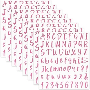 image:imageMr Pen Glitter Letter Stickers 1 Inch 8 Sheets 576 pcs Pink  Self Adhesive Glitter Letters and Numbers Vinyl Alphabet Stickers