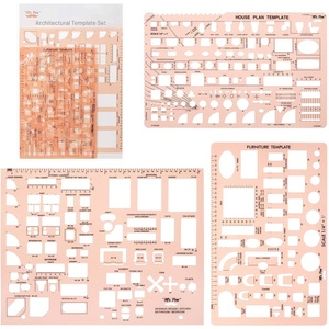 image:imageMr Pen House Plan 3 pcs Interior Design and Furniture Templates  Clear Flexible Plastic Drafting Tools Ruler Shapes for Architecture 14 Inch Scale Kitchen Bath Bedroom OfficePink
