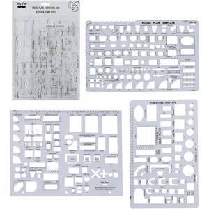 image:imageMr Pen House Plan 3 pcs Interior Design and Furniture Templates  Clear Flexible Plastic Drafting Tools Ruler Shapes for Architecture 14 Inch Scale Kitchen Bath Bedroom OfficeClear