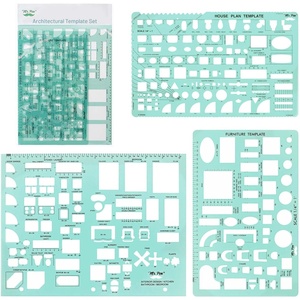 image:imageMr Pen House Plan 3 pcs Interior Design and Furniture Templates  Clear Flexible Plastic Drafting Tools Ruler Shapes for Architecture 14 Inch Scale Kitchen Bath Bedroom OfficeGreen