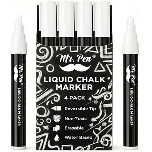 image:imageMr Pen Liquid Chalk Marker Pen 4 Pack 8x Labels  White NonToxic Odorless Chalk Markers Dual Reversible Chisel amp Bullet Tip Ideal for NonPorous ChalkboardsOne Size  Dual Tip