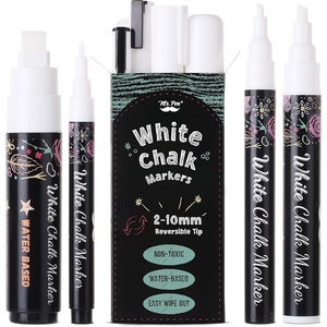image:imageMr Pen Liquid Chalk Marker Pen 4 Pack 8x Labels  White NonToxic Odorless Chalk Markers Dual Reversible Chisel amp Bullet Tip Ideal for NonPorous ChalkboardsAssorted Size  Tip