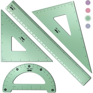 image:imageMr Pen Metal Geometry Kit 4 Pack 45 amp 3060 Set Squares  6 Protractor amp 12 Ruler Durable Metal Drafting Tools for Technical Drawing Math Engineering amp ArchitectureLight Green