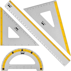 image:imageMr Pen Metal Geometry Kit 4 Pack 45 amp 3060 Set Squares  6 Protractor amp 12 Ruler Durable Metal Drafting Tools for Technical Drawing Math Engineering amp ArchitectureYellow Stripes
