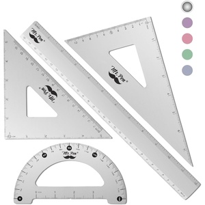 image:imageMr Pen Metal Geometry Kit 4 Pack 45 amp 3060 Set Squares  6 Protractor amp 12 Ruler Durable Metal Drafting Tools for Technical Drawing Math Engineering amp ArchitectureSilver