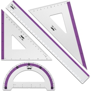 image:imageMr Pen Metal Geometry Kit 4 Pack 45 amp 3060 Set Squares  6 Protractor amp 12 Ruler Durable Metal Drafting Tools for Technical Drawing Math Engineering amp ArchitecturePurple Stripes