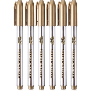 image:imageMr Pen Metallic Paint Markers 6 Pack Silver Paint Marker Gold Ink Pen  Silver Markers Permanent Metallic Gold Metallic MarkerGold