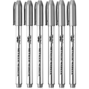image:imageMr Pen Metallic Paint Markers 6 Pack Silver Paint Marker Gold Ink Pen  Silver Markers Permanent Metallic Gold Metallic MarkerSilver