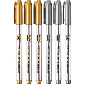 image:imageMr Pen Metallic Paint Markers 6 Pack Silver Paint Marker Gold Ink Pen  Silver Markers Permanent Metallic Gold Metallic MarkerSilver and Gold