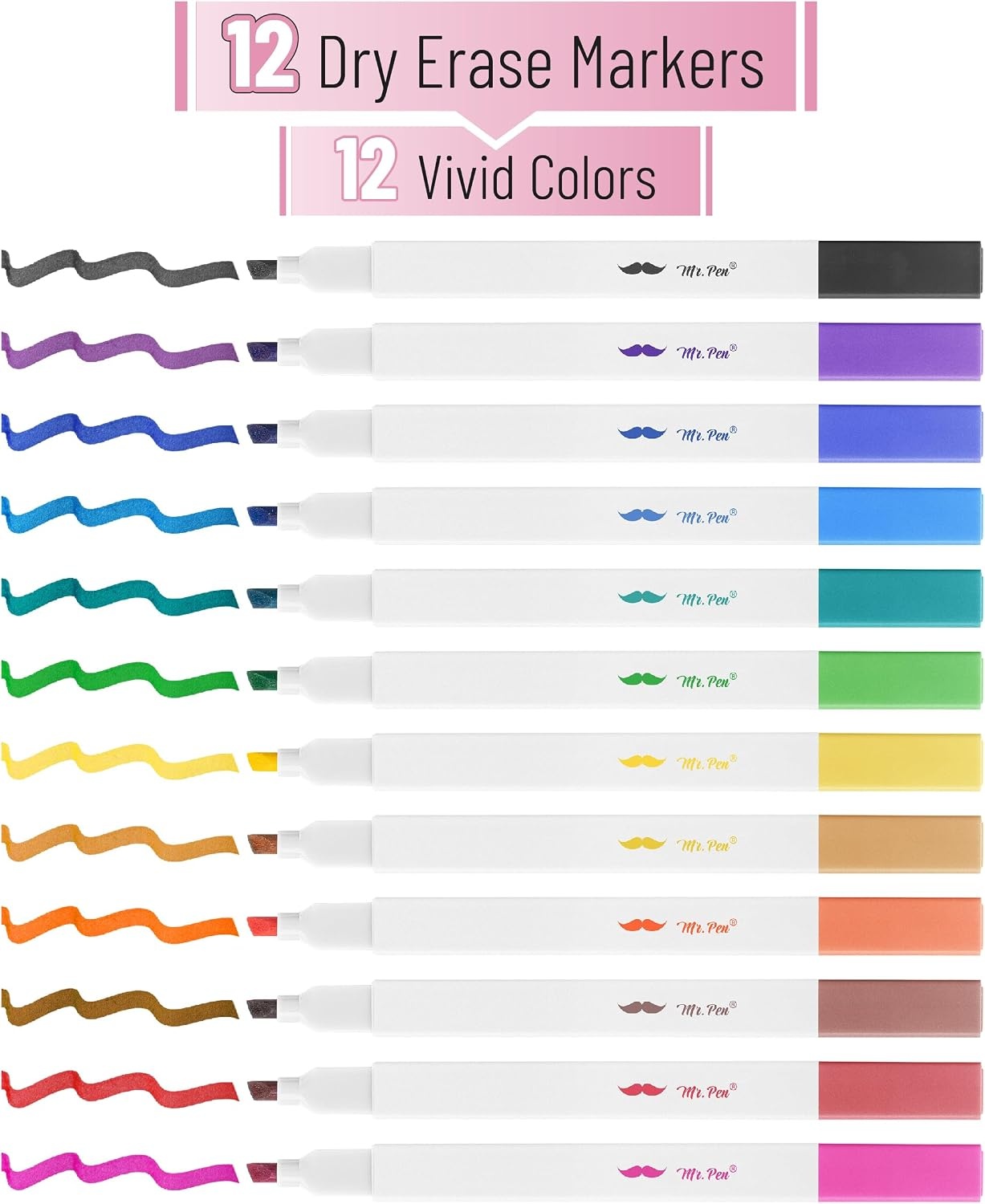image:imageMr Pen Dry Erase Markers Chisel Tip 12 Pack Vibrant Colors  White Board Markers Dry Erase Chisel Tip Markers Whiteboard Markers Dry Erase Pens