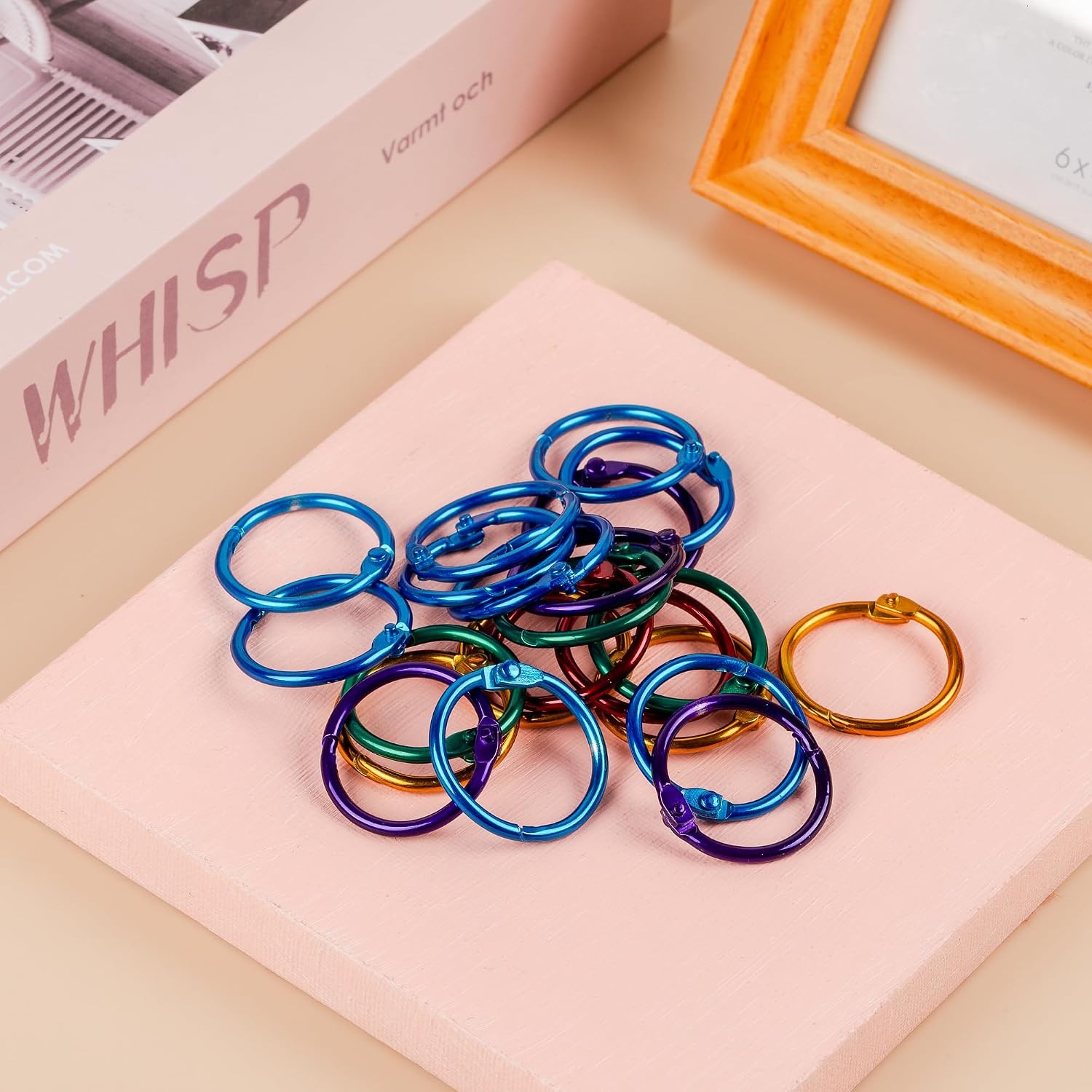image:imageMr Pen Loose Leaf Binder Book Rings 2 Inch 20 Pack  Metal Binder Rings for Index Cards Keychains School Home Office SilverAssorted Colors