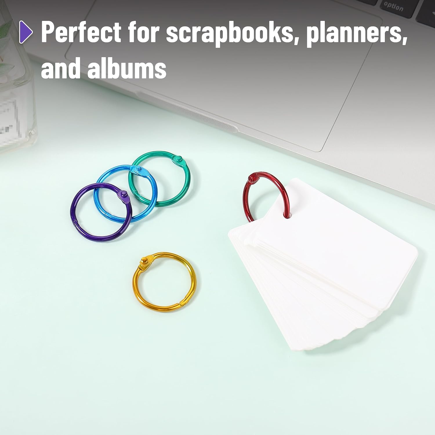 image:imageMr Pen Loose Leaf Binder Book Rings 2 Inch 20 Pack  Metal Binder Rings for Index Cards Keychains School Home Office SilverAssorted Colors