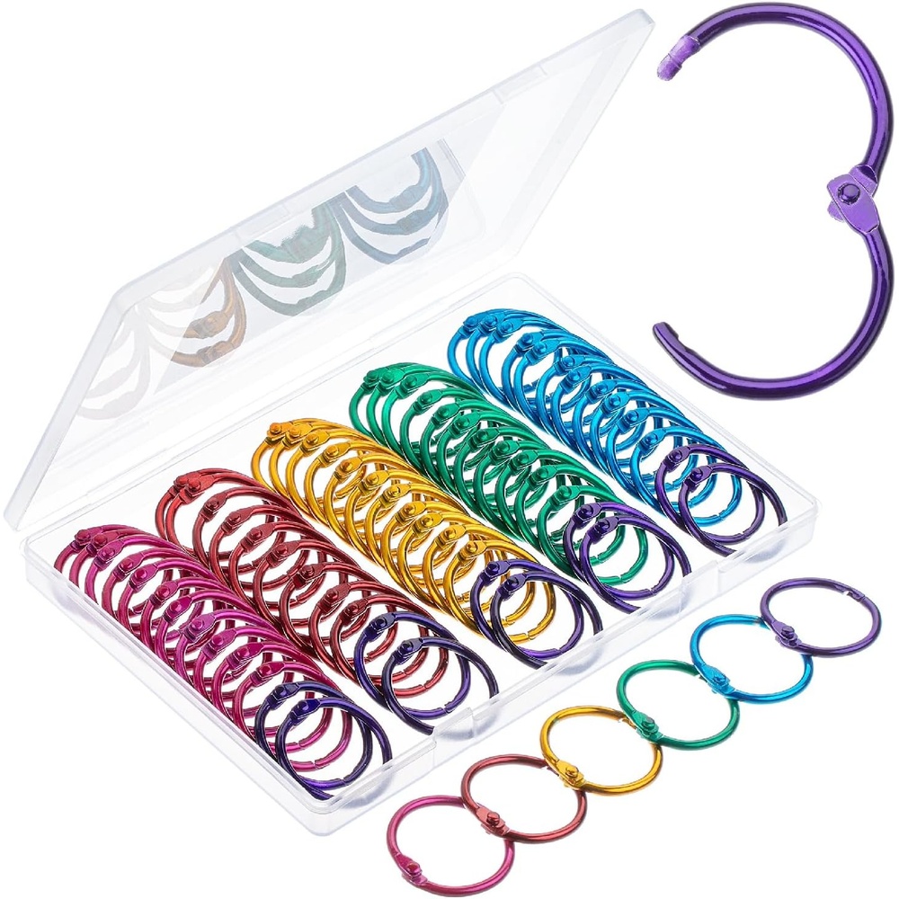image:imageMr Pen Loose Leaf Binder Book Rings 2 Inch 20 Pack  Metal Binder Rings for Index Cards Keychains School Home Office SilverAssorted Colors