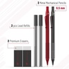 image:imageMr Pen 05mm Metal Mechanical Pencil Set with Lead Refills amp Erasers  2 Pack 2x Tubes Lead Refill 2x Erasers Red Faux Leather Pencil Case for School Supplies Note Taking Fathers Day Gift
