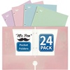 image:imageMr Pen 4Pocket Folders 4 Pack 125 x 95 Pastel Colors  TearResistant Paper Folders with Pockets 3 Holes Punched High CapacityPastel