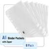 image:imageMr Pen A6 Binder Pockets 8 Pack 6 Holes  Clear Zipper Folders for Budgeting Cash Envelopes and Document Organization