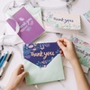 image:imageMr Pen Blank Thank You Cards with Envelopes 20 Pack 4x6  Gold Foil Thank You Notes with Envelopes Black Wedding Thank You Cards Wedding Thank You Note Cards Fathers Day GiftGreenery Purple Design