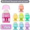 image:imageMr Pen Pencil Sharpener amp Eraser 4 Pack  2in1 Manual Sharpeners with Canister 2 Sharpening Holes for Standard amp Jumbo Pencils Colorful Dual Hole Design for SchoolPastel Colors