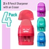 image:imageMr Pen Pencil Sharpener amp Eraser 4 Pack  2in1 Manual Sharpeners with Canister 2 Sharpening Holes for Standard amp Jumbo Pencils Colorful Dual Hole Design for SchoolColorful Eraser