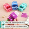image:imageMr Pen Pencil Sharpener amp Eraser 4 Pack  2in1 Manual Sharpeners with Canister 2 Sharpening Holes for Standard amp Jumbo Pencils Colorful Dual Hole Design for SchoolRed  Purple  Blue  Green