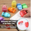 image:imageMr Pen Pencil Sharpener amp Eraser 4 Pack  2in1 Manual Sharpeners with Canister 2 Sharpening Holes for Standard amp Jumbo Pencils Colorful Dual Hole Design for SchoolBright Colors