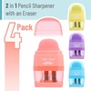 image:imageMr Pen Pencil Sharpener amp Eraser 4 Pack  2in1 Manual Sharpeners with Canister 2 Sharpening Holes for Standard amp Jumbo Pencils Colorful Dual Hole Design for SchoolMacaron Colors