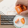 image:imageMr Pen Pencil Sharpener amp Eraser 4 Pack  2in1 Manual Sharpeners with Canister 2 Sharpening Holes for Standard amp Jumbo Pencils Colorful Dual Hole Design for SchoolYellow  Orange  Blue  Green