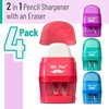 image:imageMr Pen Pencil Sharpener amp Eraser 4 Pack  2in1 Manual Sharpeners with Canister 2 Sharpening Holes for Standard amp Jumbo Pencils Colorful Dual Hole Design for SchoolRed  Purple  Blue  Green