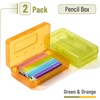 image:imageMr Pen Plastic Pencil Case Box 6 Pack  Large Crayon Marker Pen Organizer Bulk Plastic Bead Organizing Container with SnapTight Lids Clear Craft Storage BoxesGreen  Orange