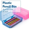 image:imageMr Pen Plastic Pencil Case Box 6 Pack  Large Crayon Marker Pen Organizer Bulk Plastic Bead Organizing Container with SnapTight Lids Clear Craft Storage BoxesPink  Blue